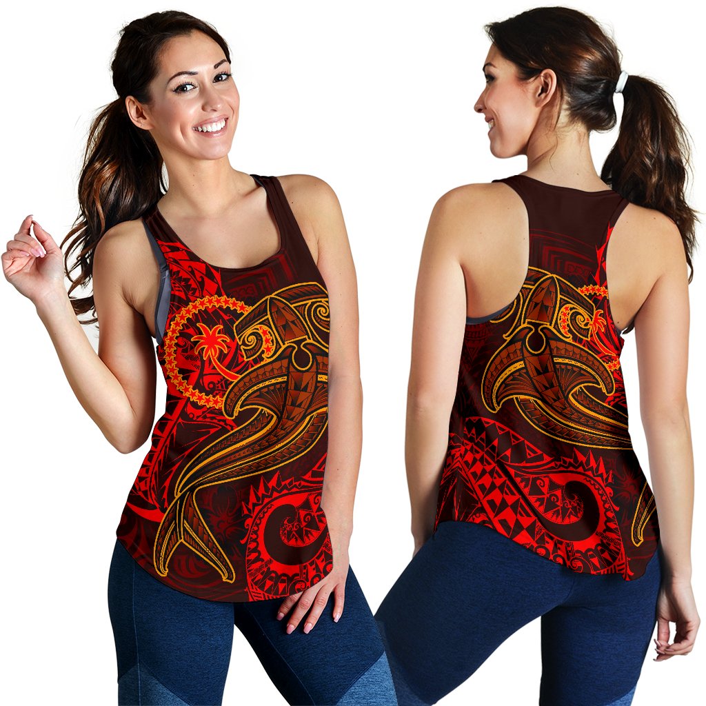 Chuuk Women’s Racerback Tank – Red Shark Polynesian Tattoo – BN18