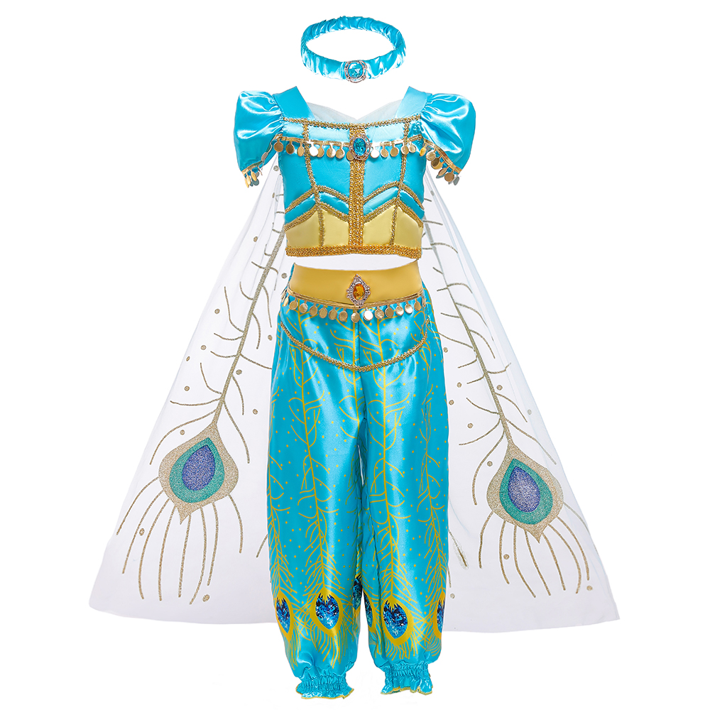 Aladdin’s Magic Lamp Cosplay Dress for Girl Princess Jasmine Children’s Kids Clothes Performance Party Girl Dress Costume BX1639 alx