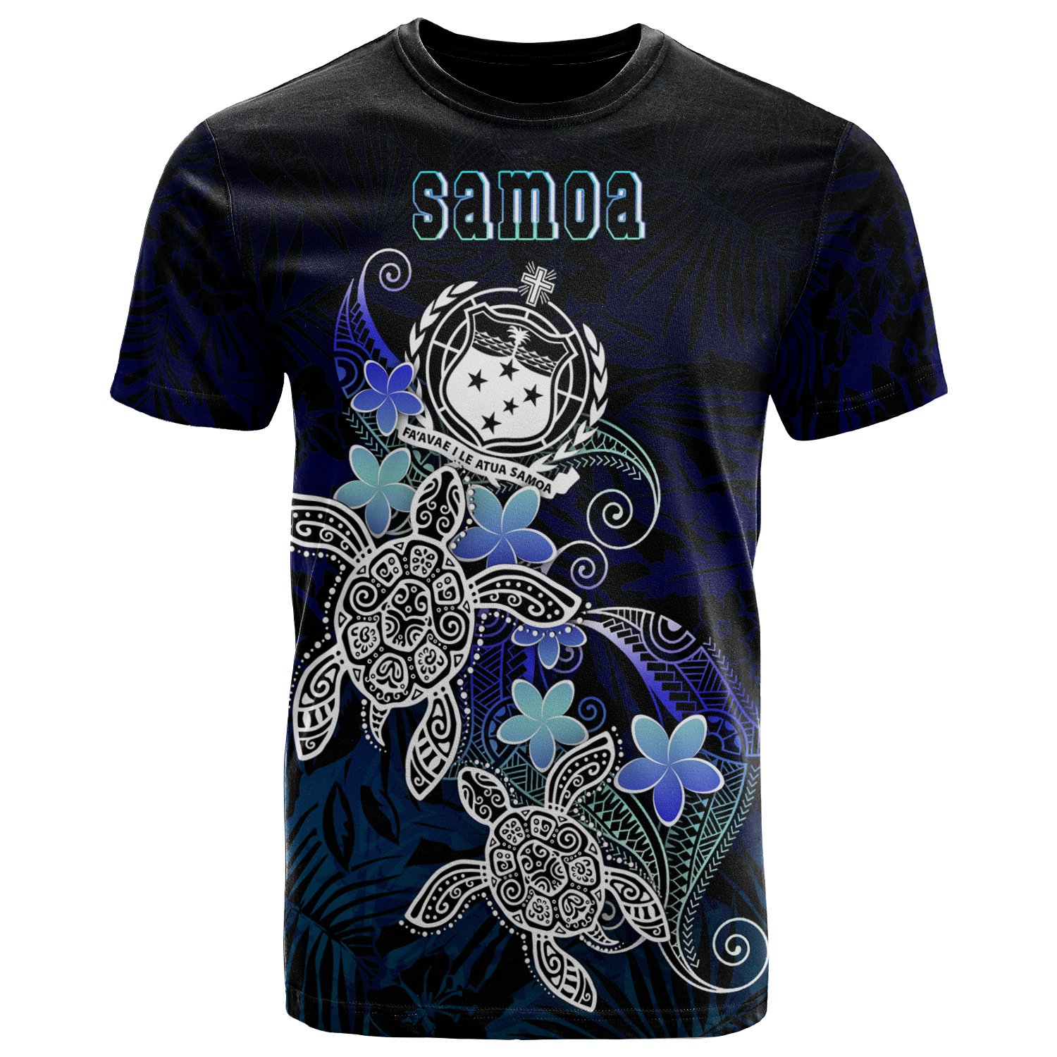Samoa Polynesian T-Shirt – Blue Turtle Couple – BN22