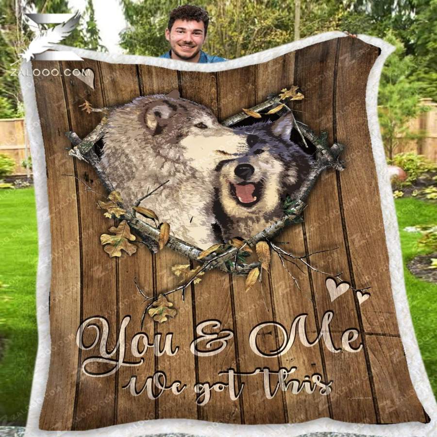 Zalooo – Custom Fleece Blanket – WOLF – Wedding Anniversary – You and me We got this