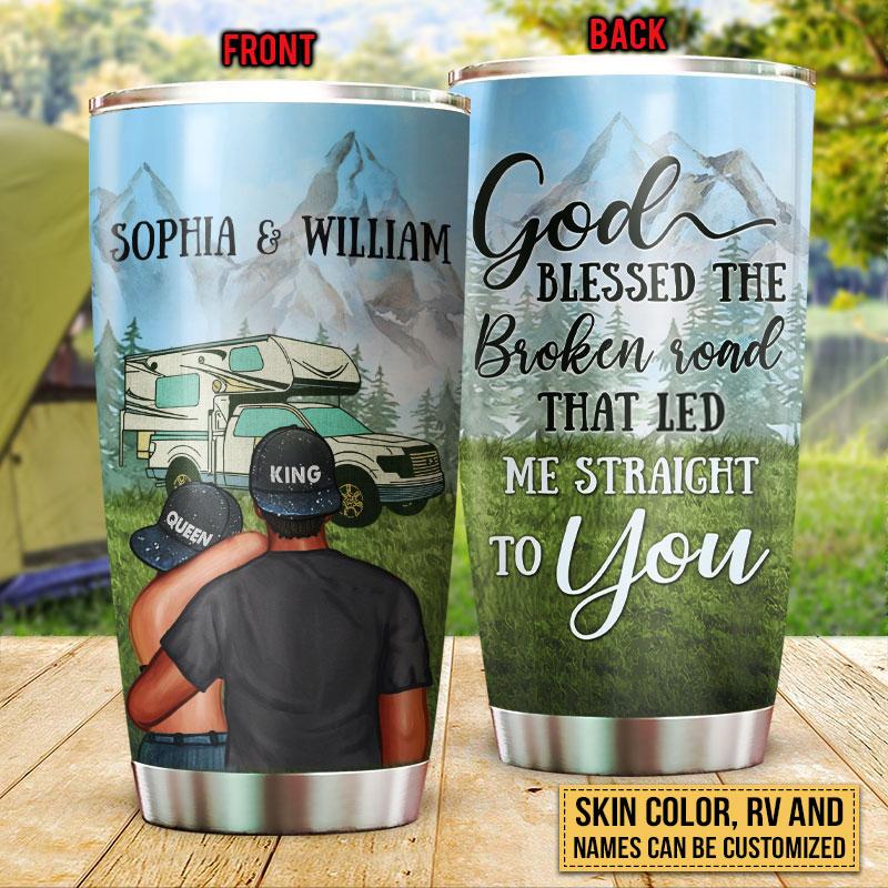 Camping Couple Campers Travelers God Blessed Custom Tumbler