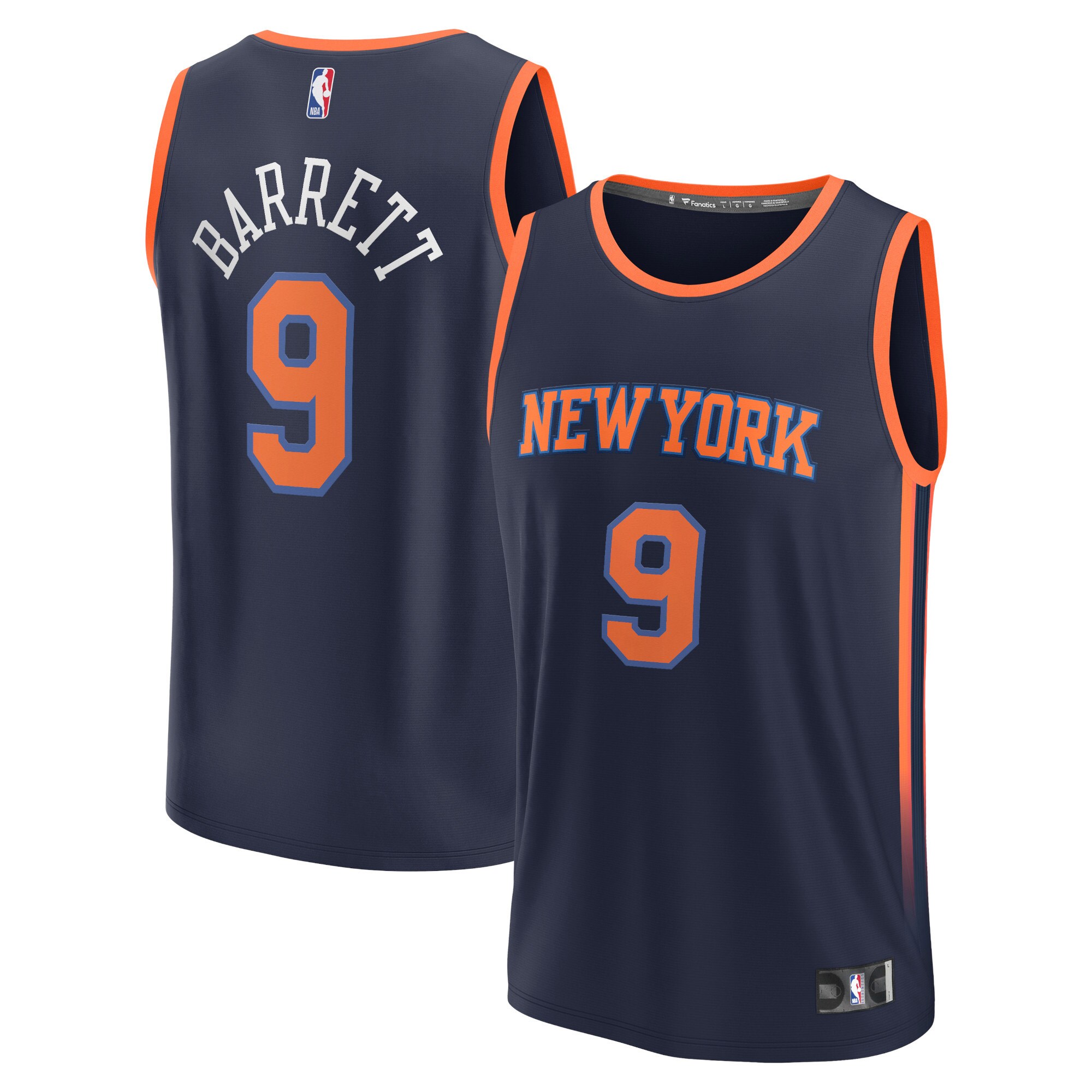 RJ Barrett New York Knicks Fast Break Player Jersey – Statement Edition – Navy