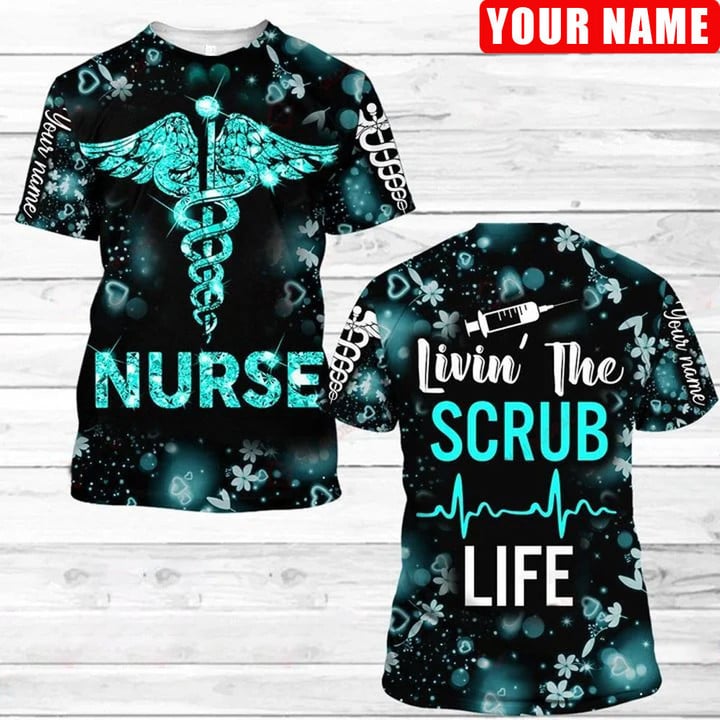 Personalized Perfect Nurse Apparel, Nurse T-Shirt Cool Gift Idea, Green Nurse Glitter Pattern Shirt