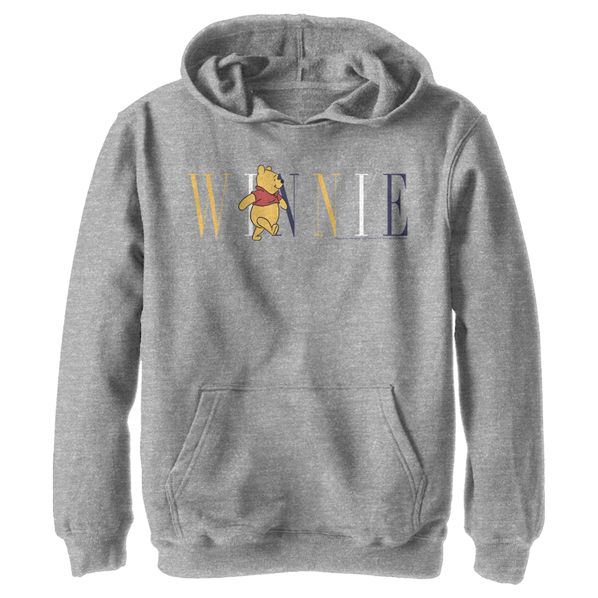 Boy’S Winnie The Pooh Yellow, White, And Blue Script Pull Over Hoodie