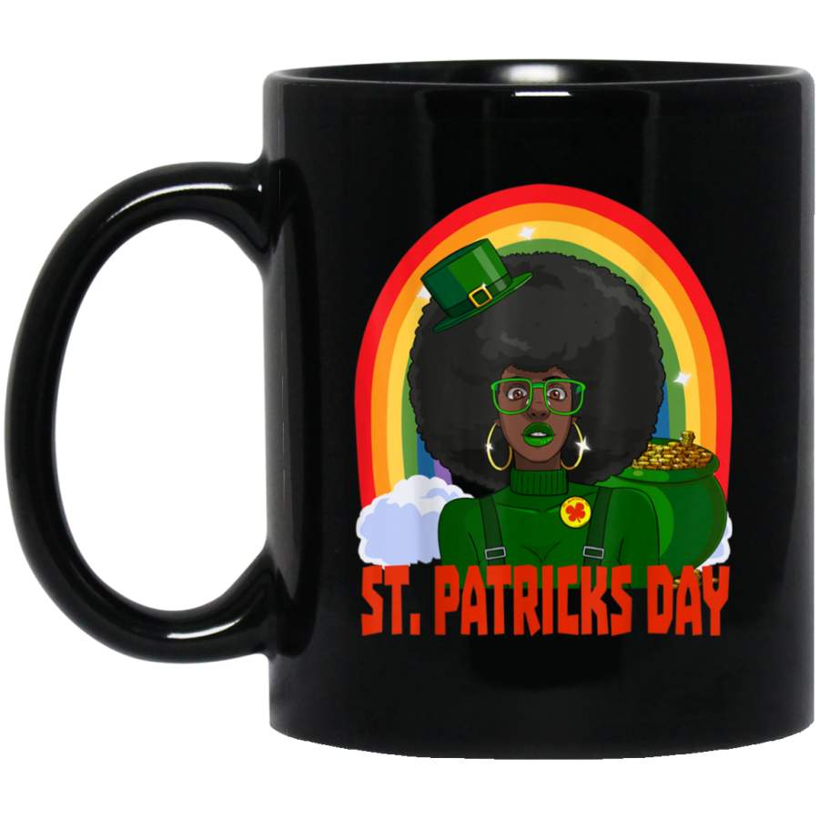 African American Female Leprechaun St Patricks Day Mug