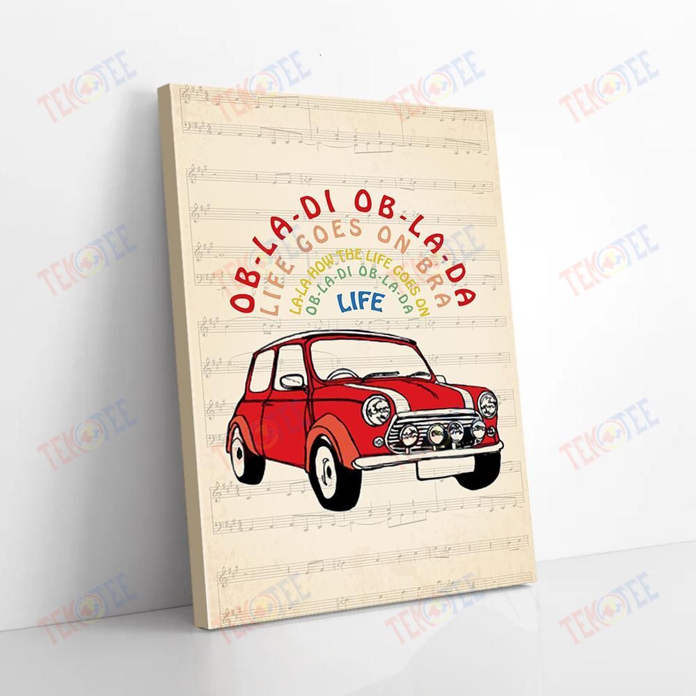 Canvas Prints Ob-La-Di Ob-La-Da Life Red Car Vintage Vertical Canvas Delightful Home Decor Canvas