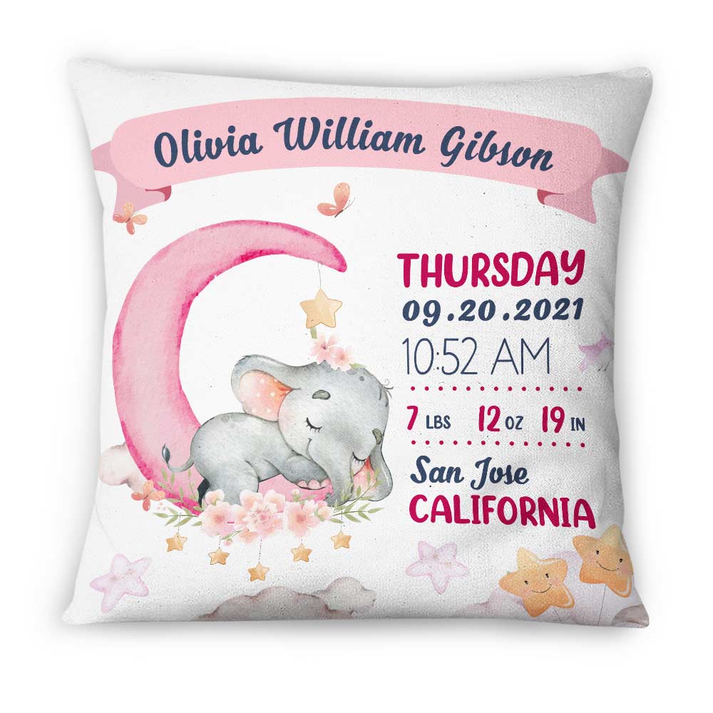 Personalized Baby Elephant Mom Son Daughter Grandma Grandson Granddaughter Pillow Nb810 24O66