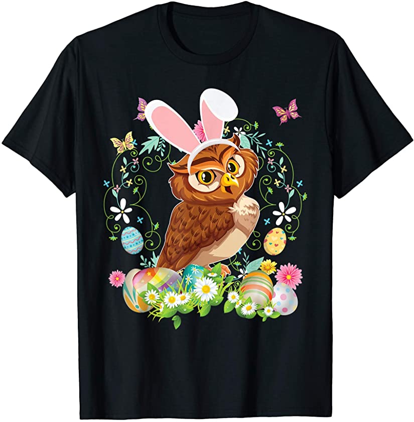 Bunny Owl Happy Easter Day Lover Egg Hunt Lovely Cute T-Shirt