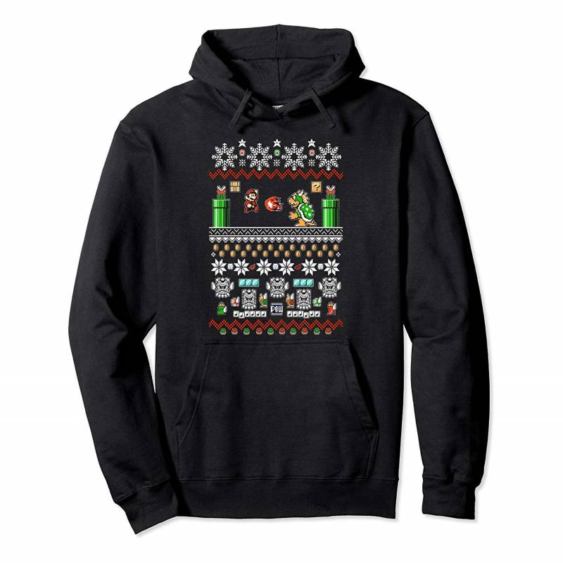 Super Mario And Bowser Game Play Ugly Christmas Design Pullover Hoodie