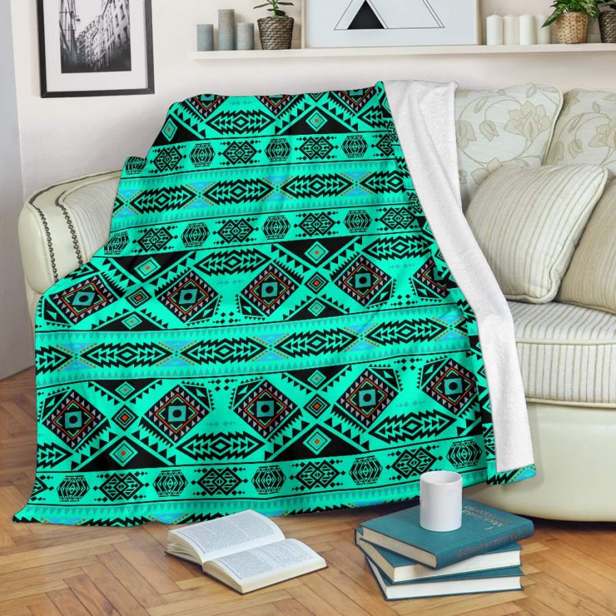 Turquoise Native Pattern Blanket