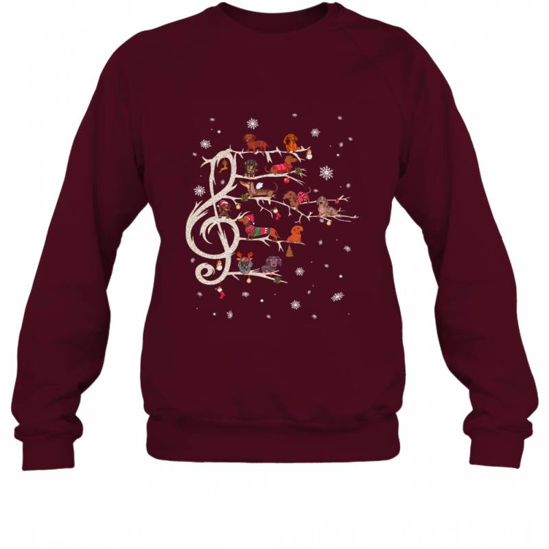 Dachshund Christmas Music Note Tree Puppy Ugly Sweater Dog Lover Sweatshirt