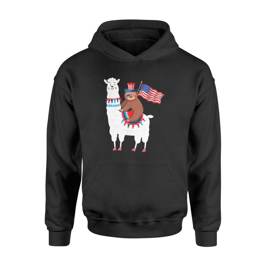 4th of July Sloth Riding Llama Funny Sloth T-shirt – Standard Hoodie