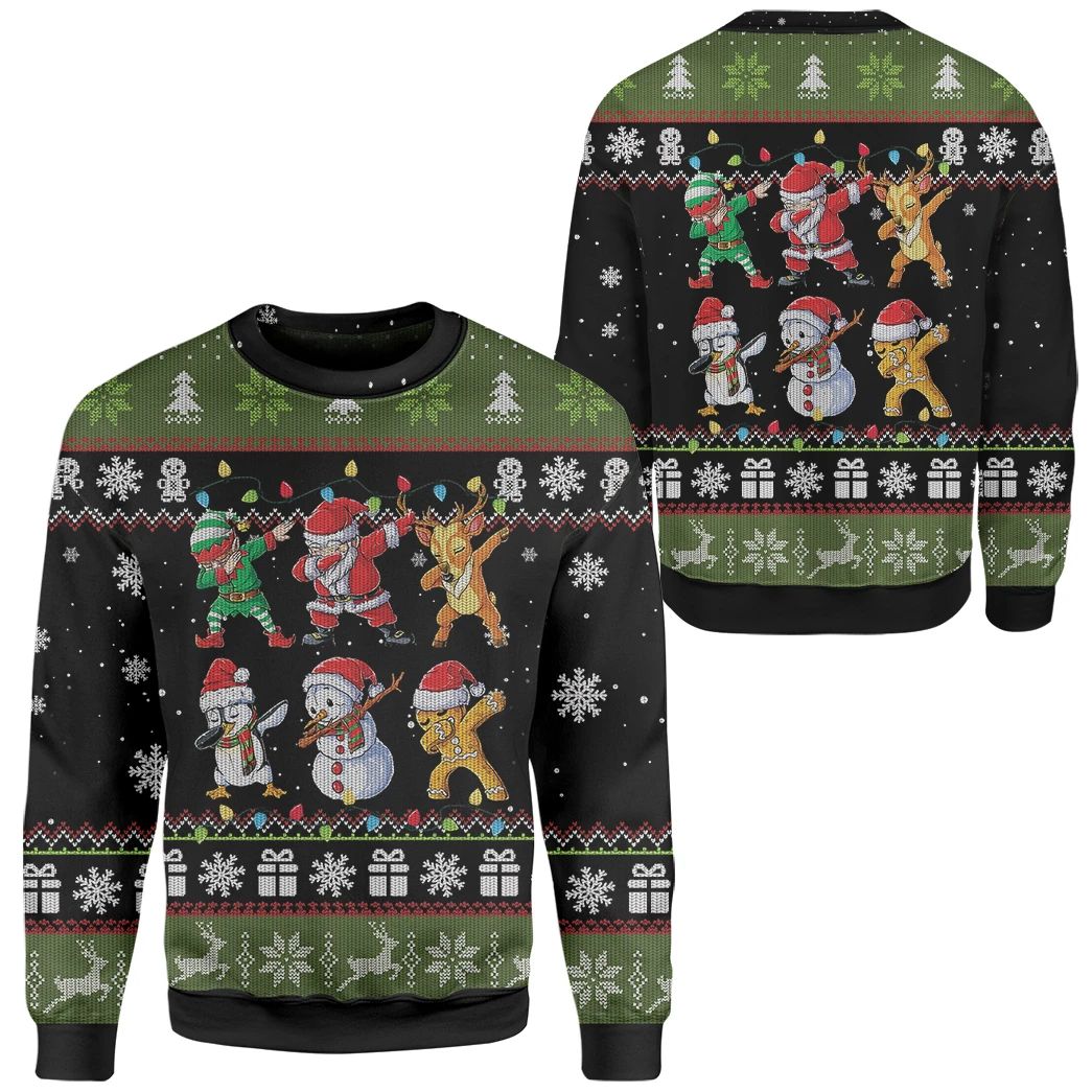 Unifinz Christmas Ugly Sweater Santa Claus Elf Snowman Dabbing Sweater 2022