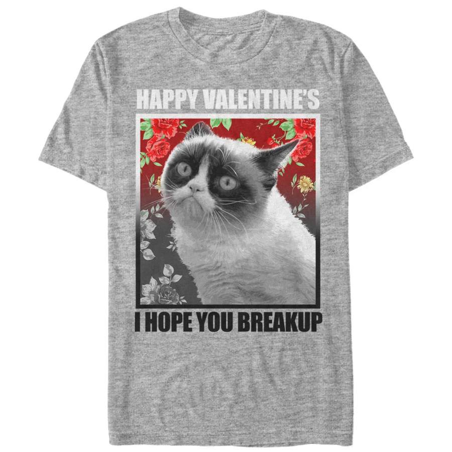 Grumpy Cat Men’s Valentine’s Day Hope You Break Up T-Shirt