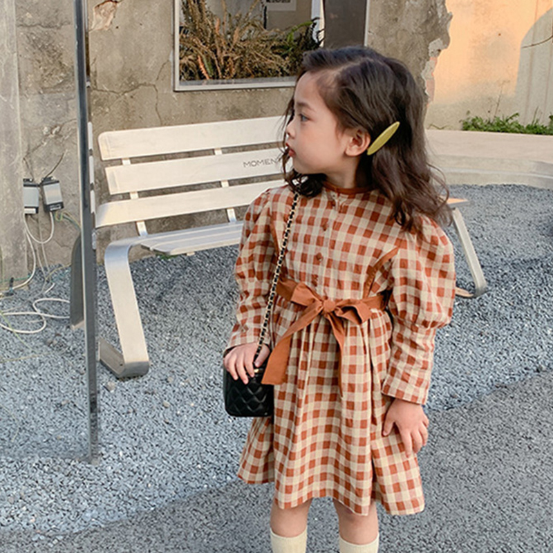 Spring Autumn Girls Dresses 2022 New Long Sleeve Plaid Dress Baby Girl Dress Kids Dresses for Girls Party Dresses for Girls alx