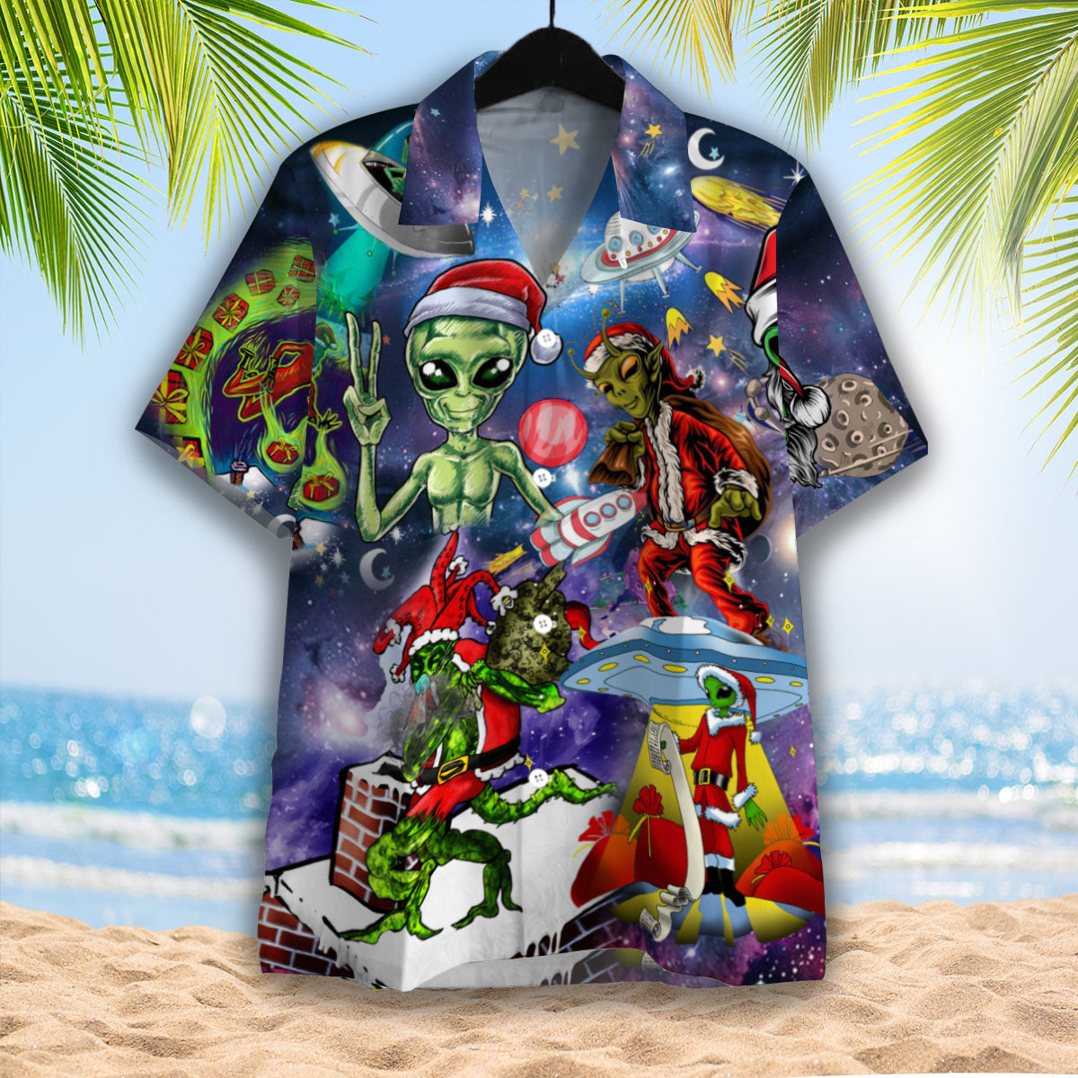 Alien Santas Christmas In The Galaxy Hawaii Shirt For Men And Women Ha1642