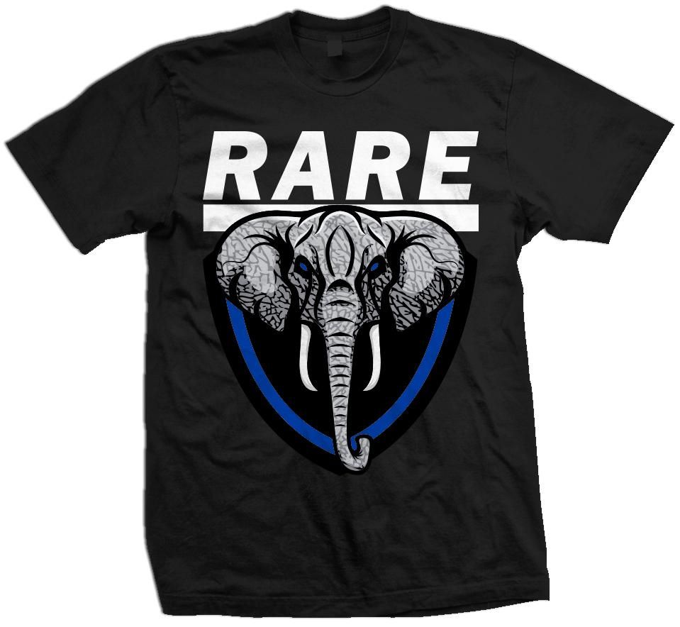 Rare Elephant – Royal Blue On Black T-Shirt – Size S To 5Xl