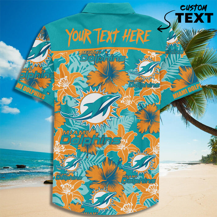 Custom Name Miami Dolphins Football Teams Button Up Hawaiian Shirt