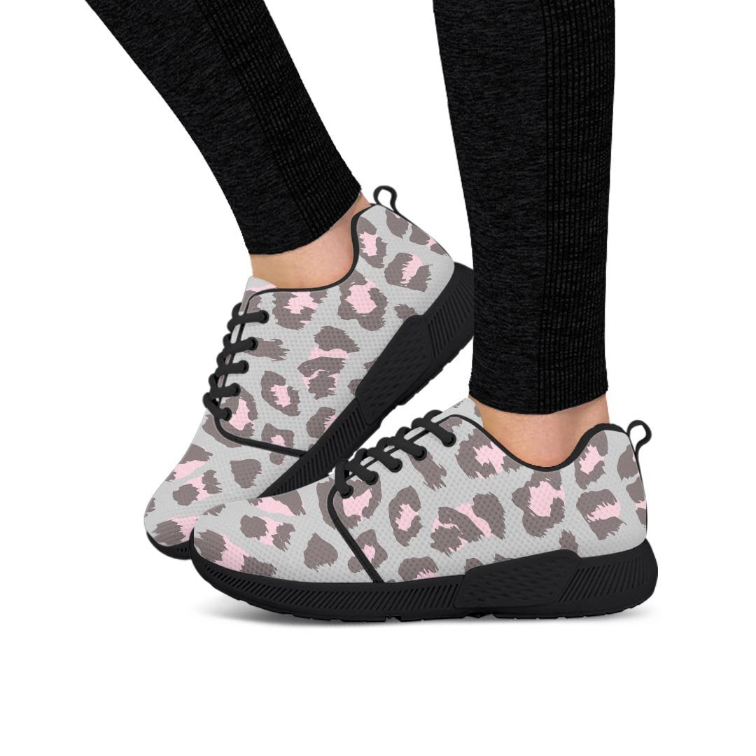 Grey And Pink Leopard Women’S Athletic Shoes