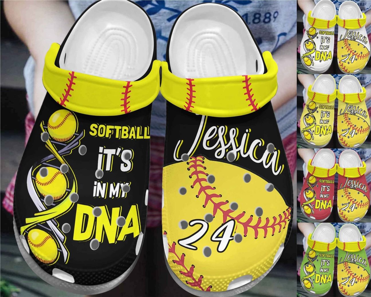 Softball Personalize Clog, Custom Name, Text, Fashion Style For Women, Men, Kid, Print 3D Whitesole It’S In My Dna