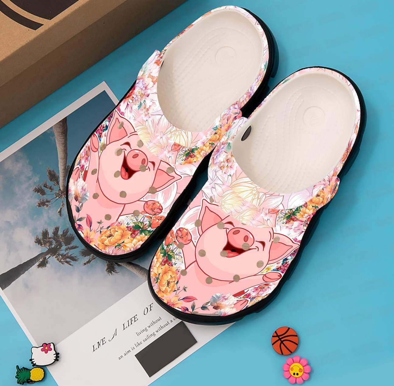 Pig Personalized Clog, Custom Name, Text, Color, Number Fashion Style For Women, Men, Kid, Print 3D Pig Flower