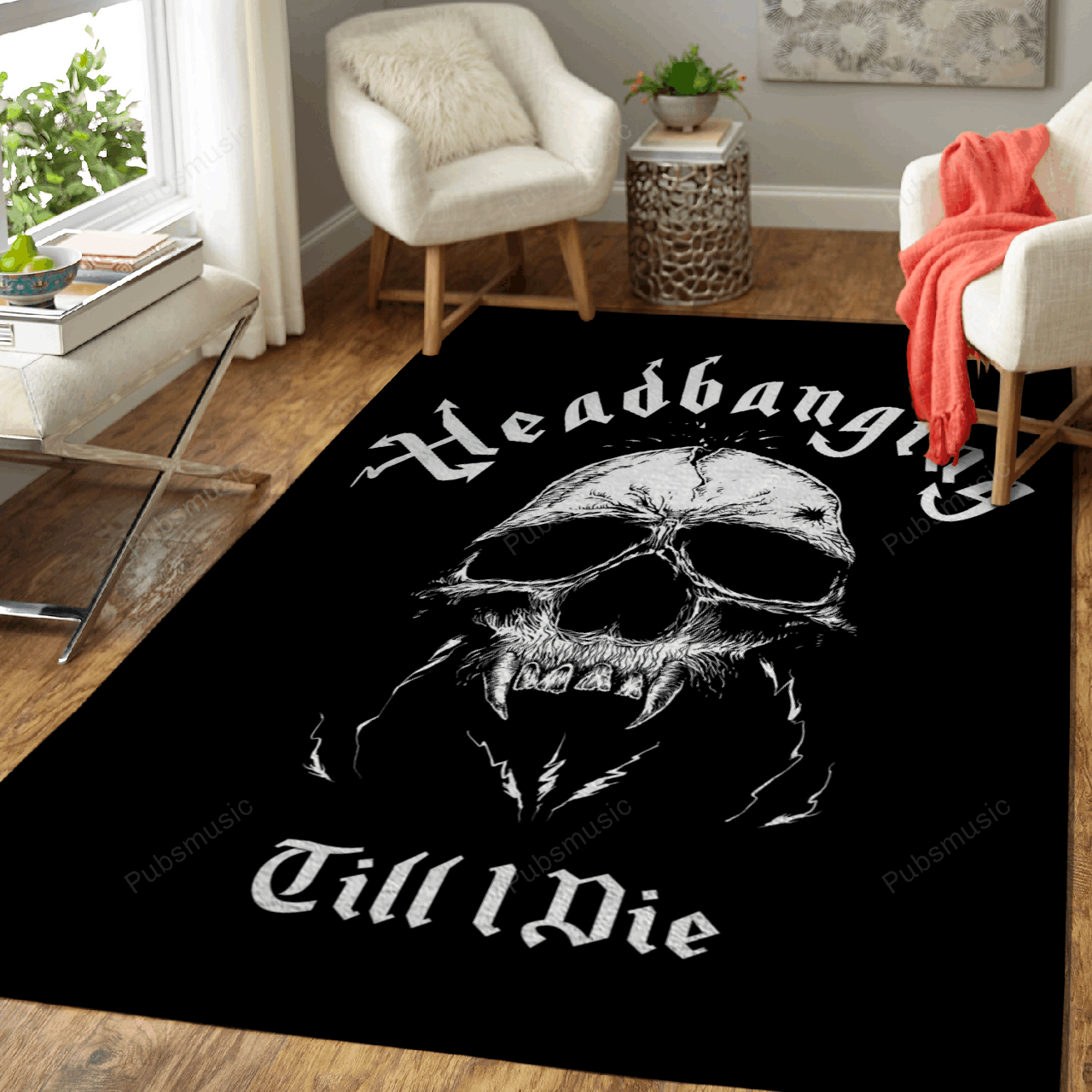 Headbanging Skull Metal – Music Art For Fans Area Rug Carpet