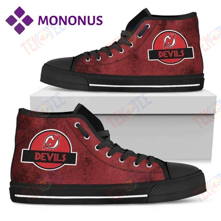 Mens Womens Jurassic Park New Jersey Devils High Top Shoes Black TMT733