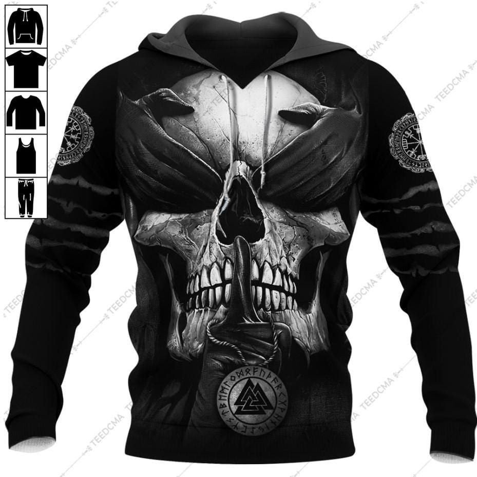 Skull Viking Shh Tattoo Hoodie #Kv