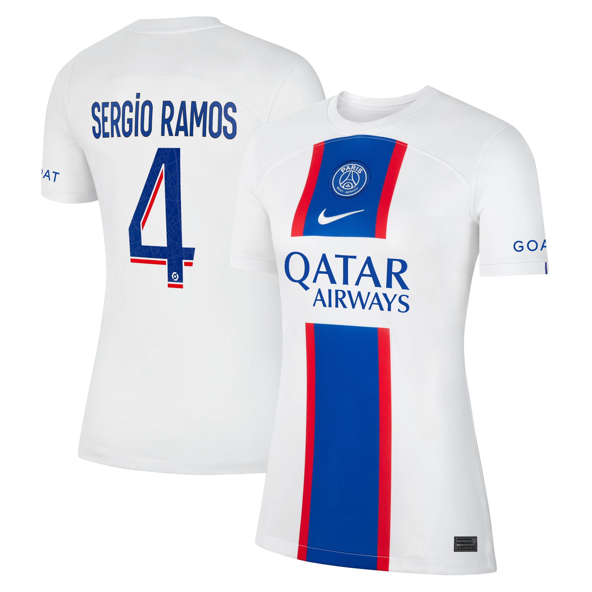 Sergio Ramos Paris Saint-Germain Women's 2022/23 Third Breathe Stadium Replica Player Jersey – White