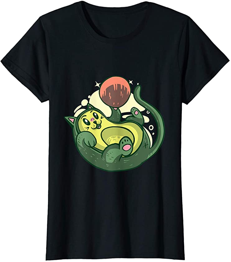 Womens Cats avocado lovers saying animal fruit T-Shirt