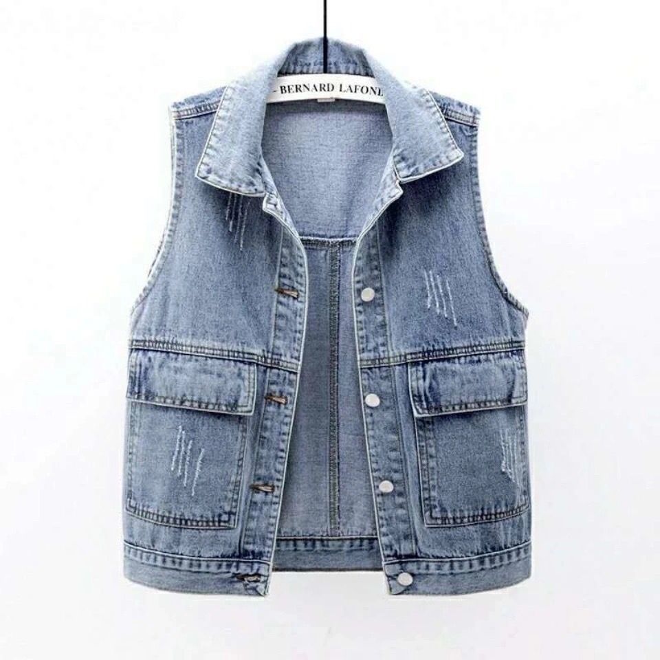 Women’s hooded Denim Vest Jacket 2022 New Spring Solid Color Sleeveless Casual Waistcoat Jean Coat Short Jackets Cowboy Vest alx