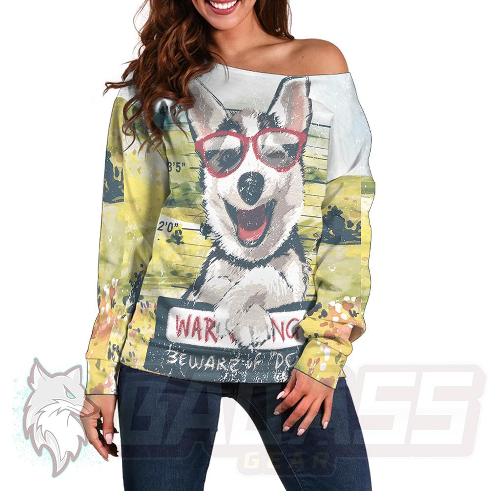 Warning Cool Husky HUK-0013 Off Shoulder Sweaters