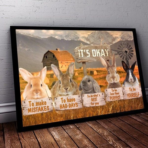 The Rabbit It’s Okay To make Mistakes To Have Bad Days To Do What’s Best For You Home Living Room Wall Decor Horizontal Poster Canvas Y97