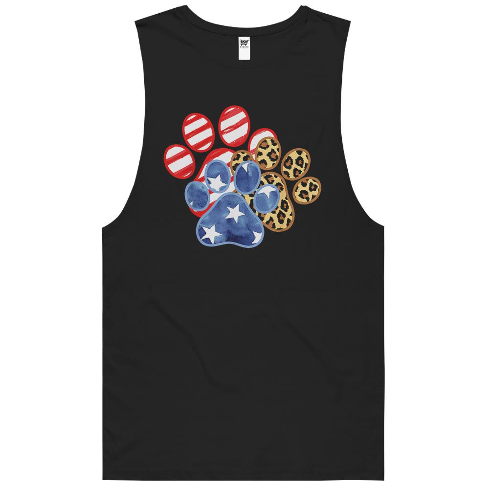 4Th July Shirts, Fourth Of July Tank Top, 4Th Of July Tank Top, Leopard American Flag Hearts 4Th Of July Dog Paw Tank Top