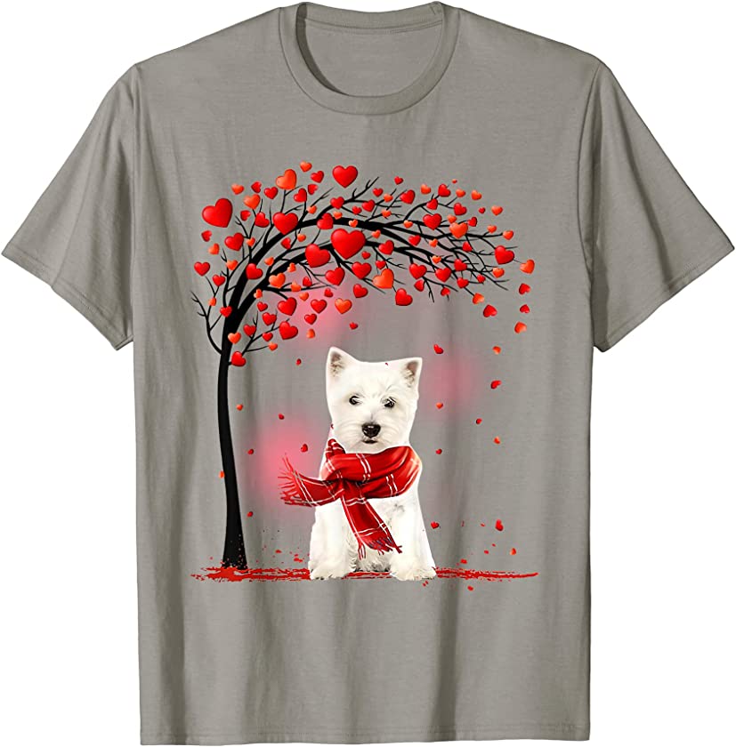 Valentines Day Westie Dog Tree Heart Puppy Dog Lover T-Shirt