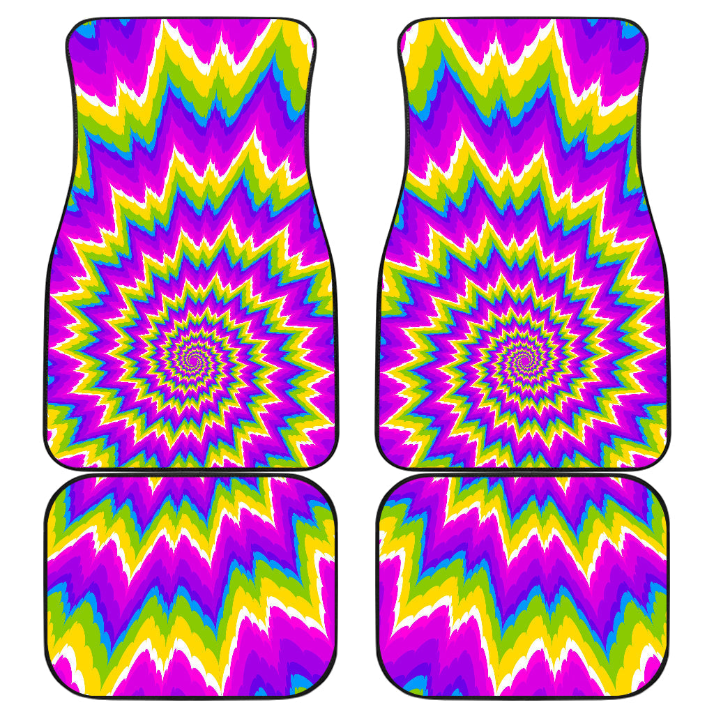 Abstract Spiral Moving Optical Illusion Front And Back Car Floor Mats, Front Car Mat