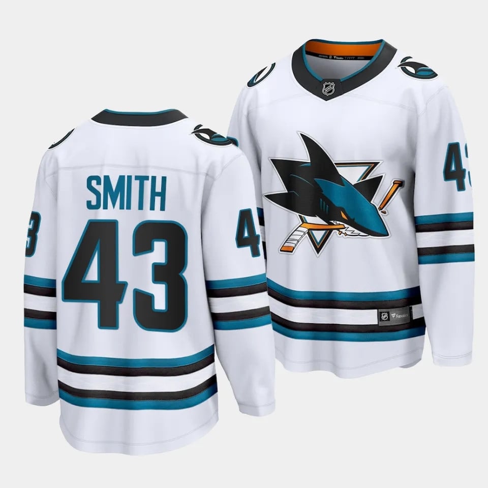 William Smith #43 San Jose Shark 2023 NHL Draft Away Men Jersey – White