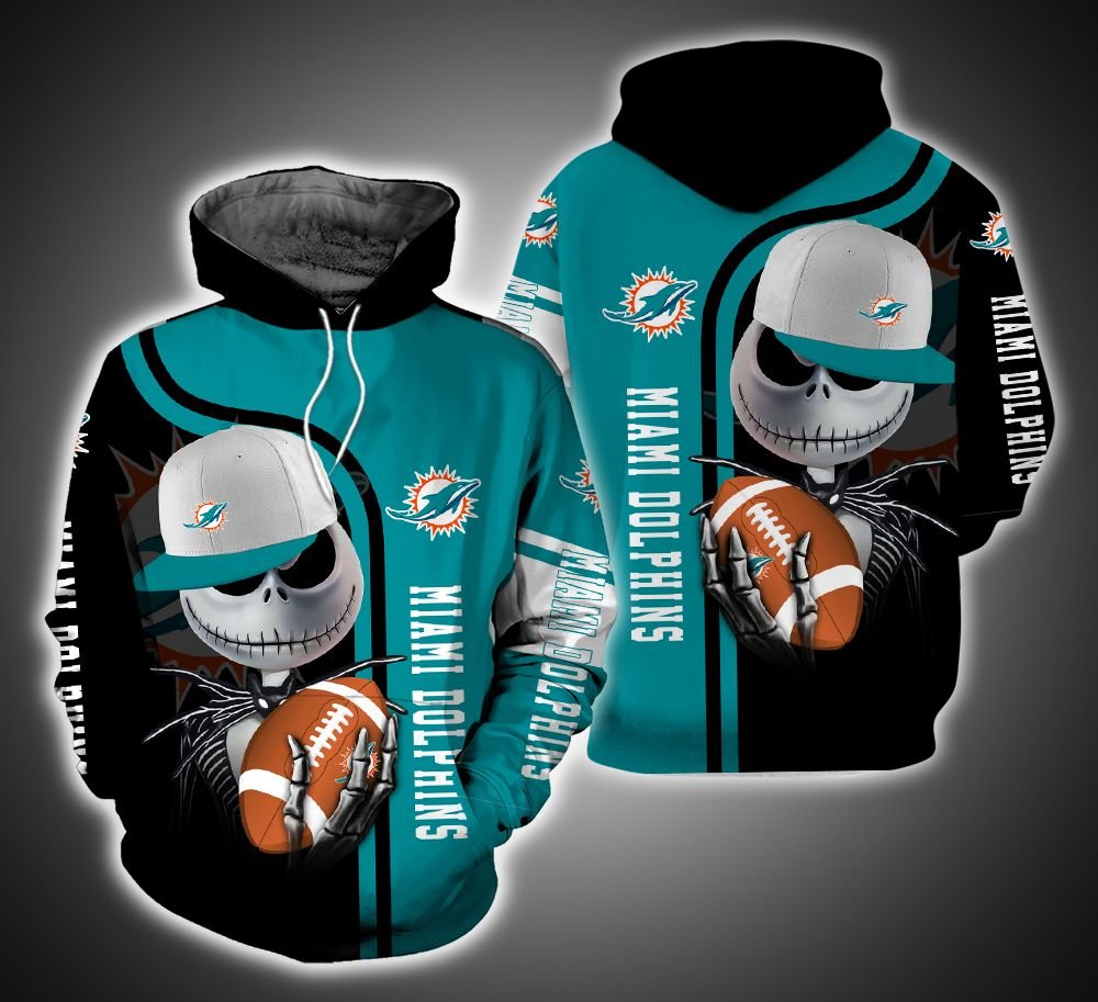 Miami Dolphins And Jack Skellington TA01 3D Printed Hoodie