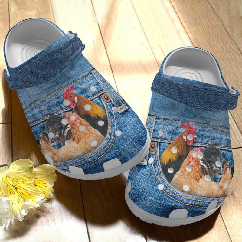 Chicken In Pocket Jean Gift For Lover Rubber clog Shoes Comfy Footwear