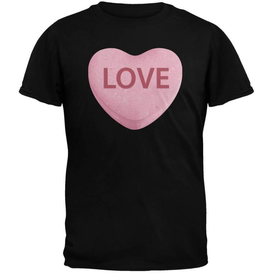 Pink Love Candy Heart Black Youth T-Shirt