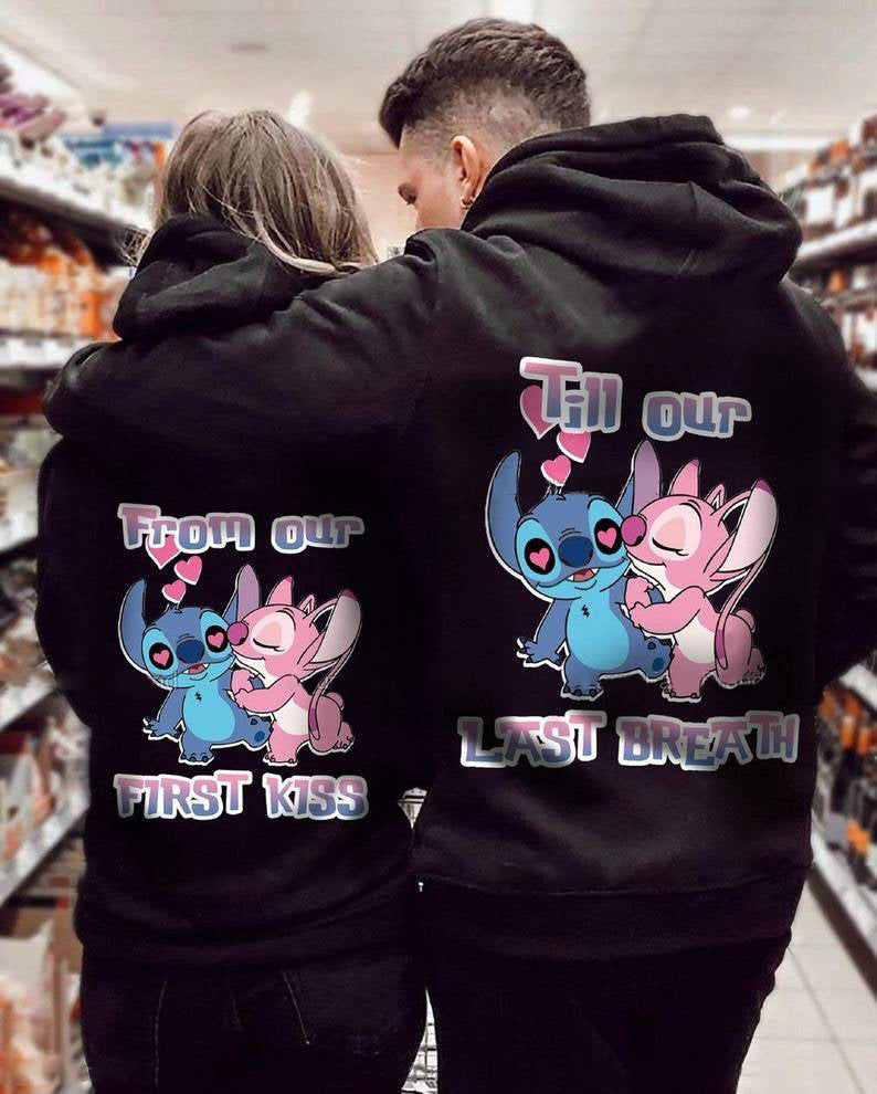 From Our First Kiss Till Our Last Breath Hoodie, Stitch Couple Hoodie, Couple Hoodie, Husband Wife Hoodie, Unisex Sweater, Sweashirt
