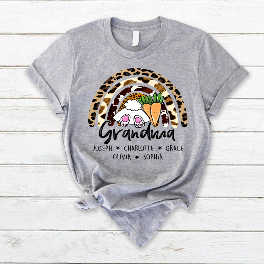 Grandma Easter Bunny Leopard Rainbow Shirt