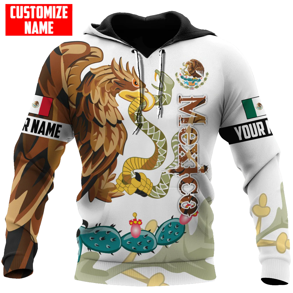 Personalized Mexico Unisex Hoodie Eagle Snake Mexican Hoodie For Men And Women Mexico Gifts