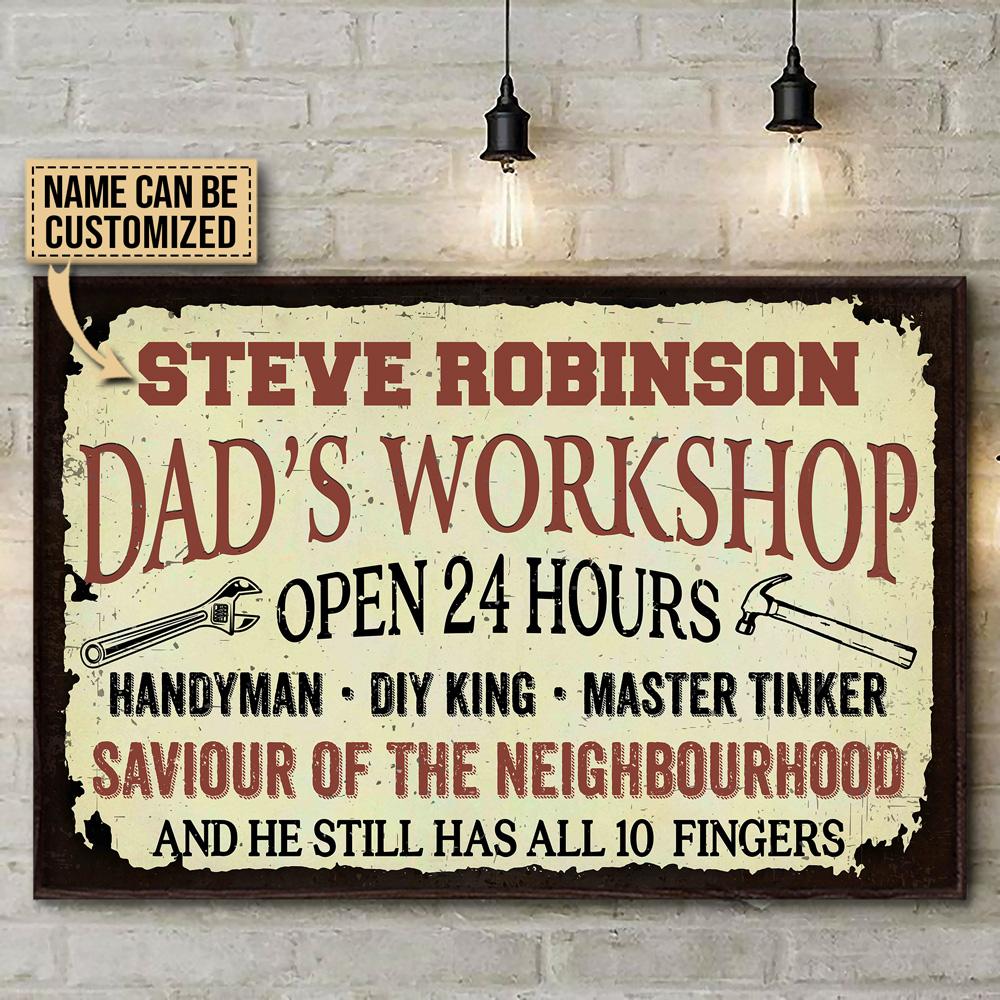 Aeticon Gifts Personalized Handyman Dad Workshop Diy King Canvas Mom Gift Home Decor