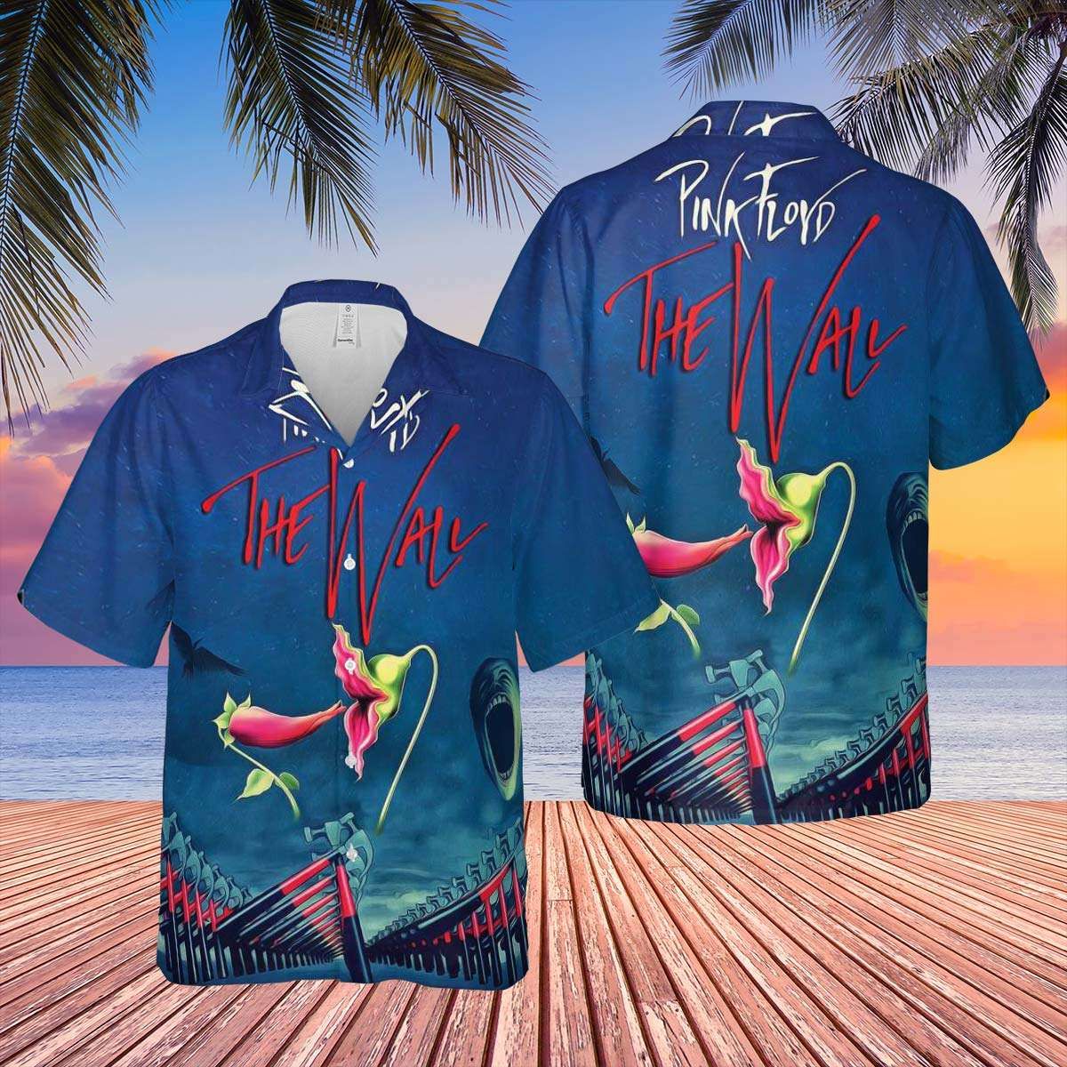 Pink Floyd The Wall Blue For Man And Woman Print Short Sleeve Hawaii Shirt Ha21055