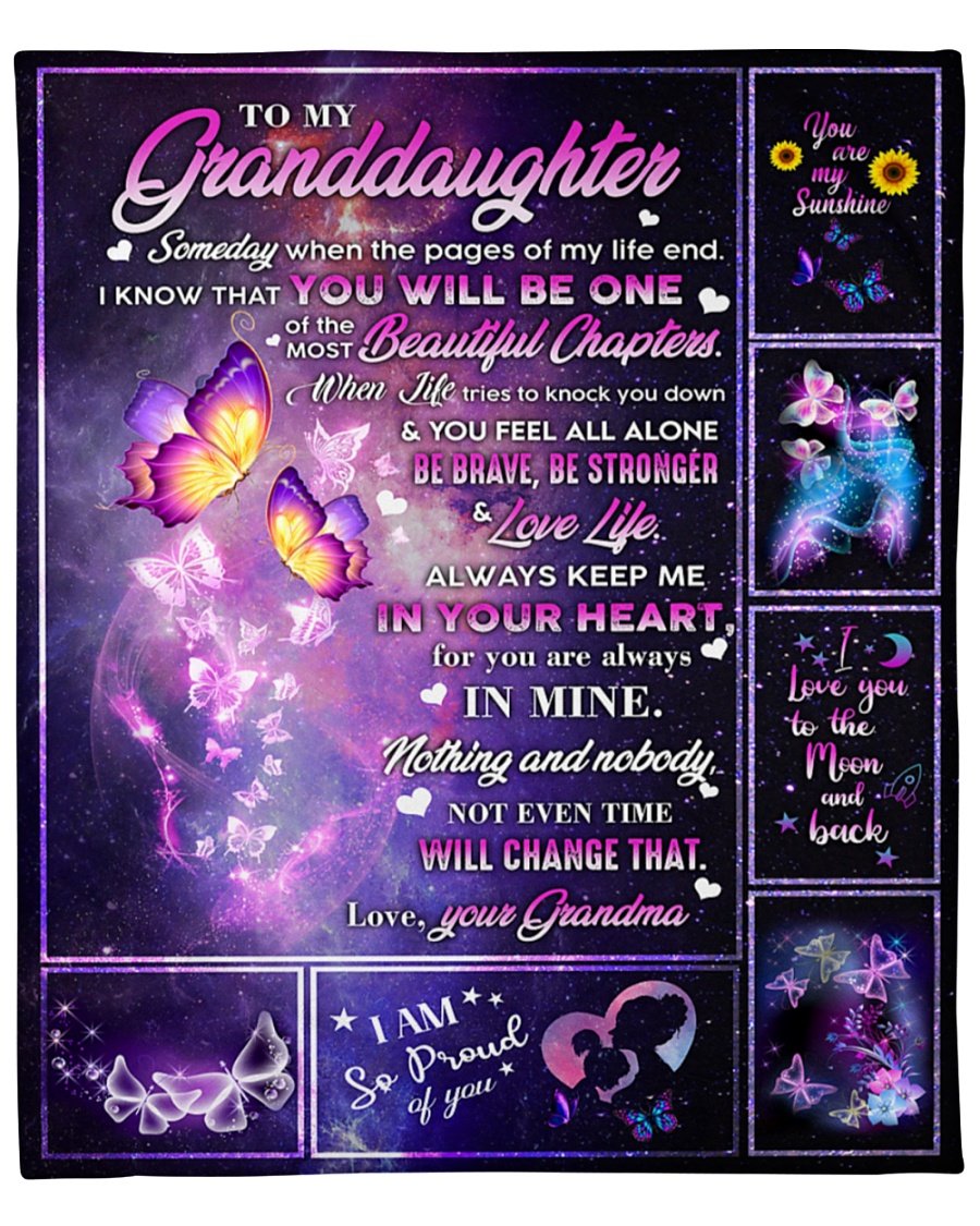 Butterfly Galaxy To My Granddaughter Beautiful Chapters Blanket Gift From Grandma Birthday Gift Home Decor Bedding Couch Sofa Soft And Comfy Cozy