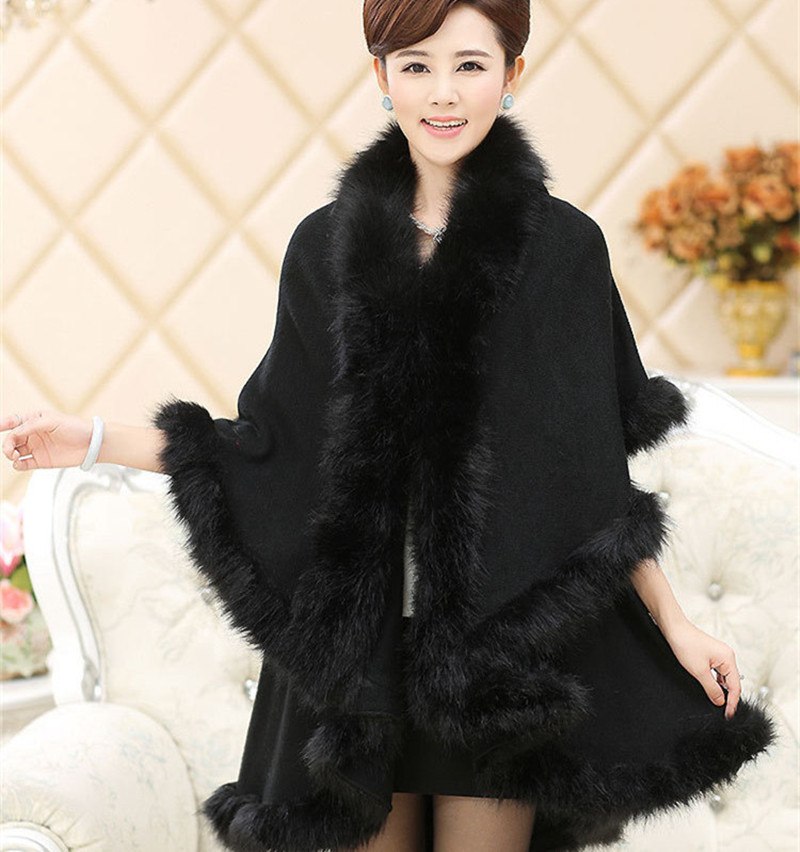 2018 Spring Autumn Winter Women Long Cardigans Fake Fox Fur Collar Femal Cashmere Sweaters Shawl