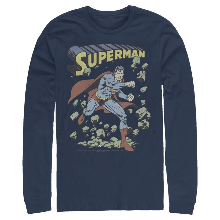 Superman Men’s Hero Smash Barriers  Long Sleeve Shirt