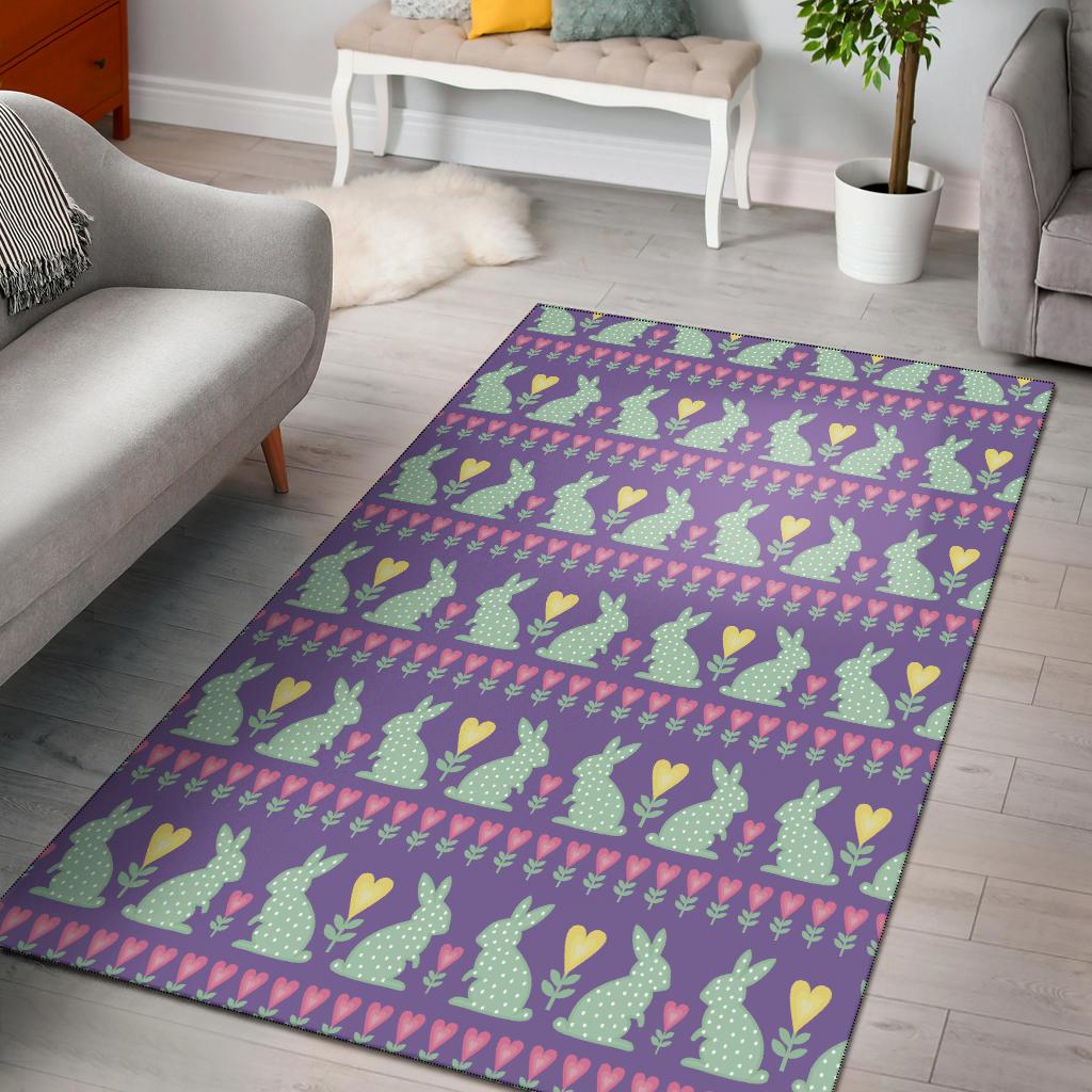 Rabbit Pattern Print Design Rb01 Area Rugs