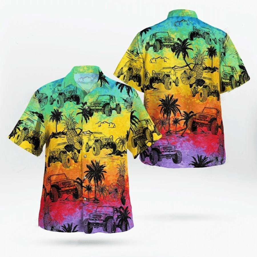 Hawaii Aloha Shirts Amazing Rainbow Jeep Ha19498